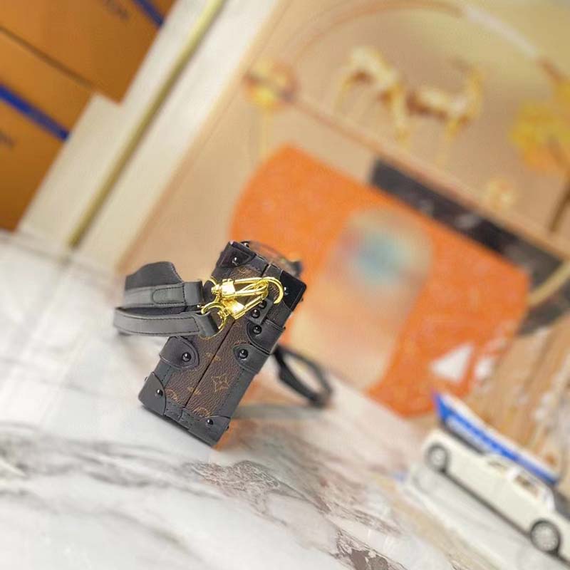 Louis Vuitton LV Unisex Petite Malle Handbag Monogram Coated Canvas Cowhide Leather