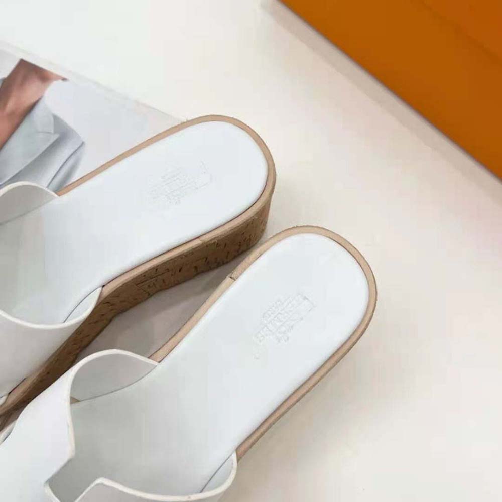 Hermes Women Eze 30 Sandal in 7cm Heel Height-White