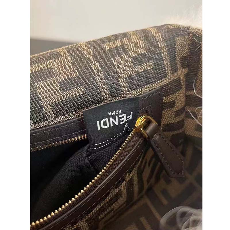 Fendi Women FF Baguette Brooch White Mohair Wool Bag