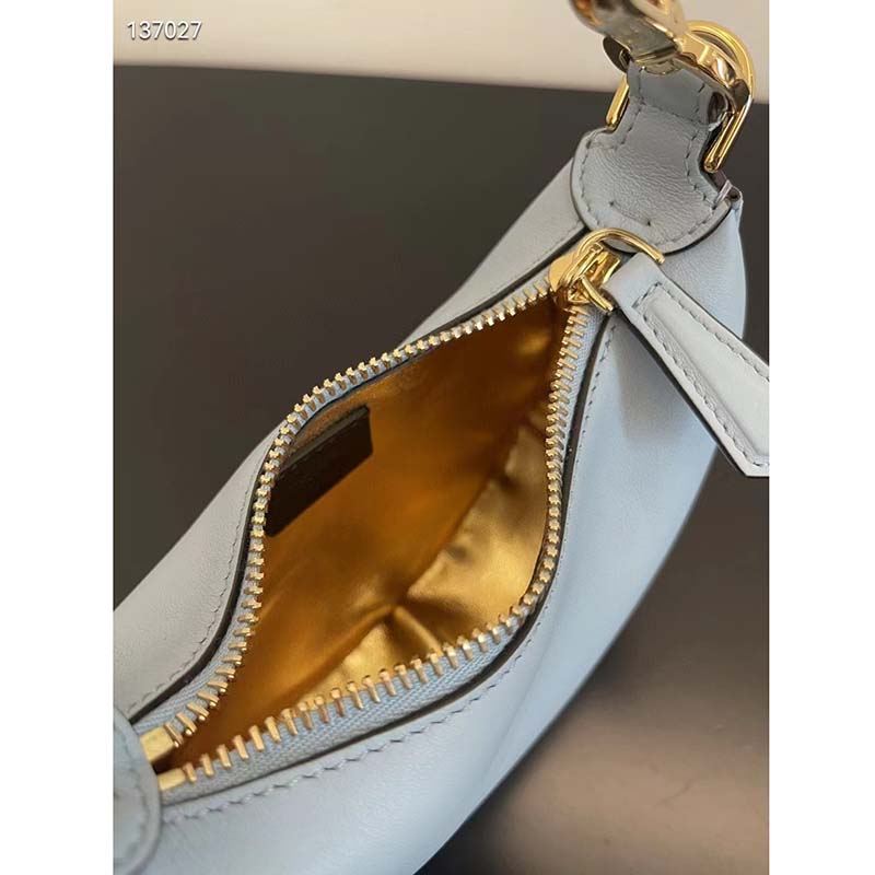 Fendi Women FF Nano Fendigraphy Light Blue Leather Charm