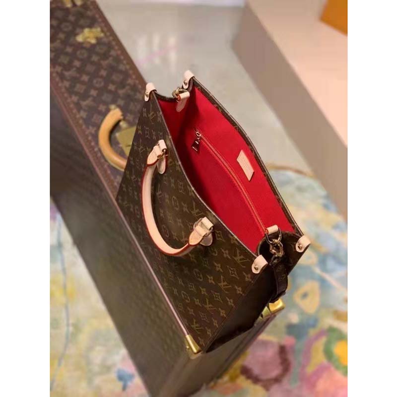 Louis Vuitton Unisex Sac Plat MM Handbag Monogram Coated Canvas Textile Lining