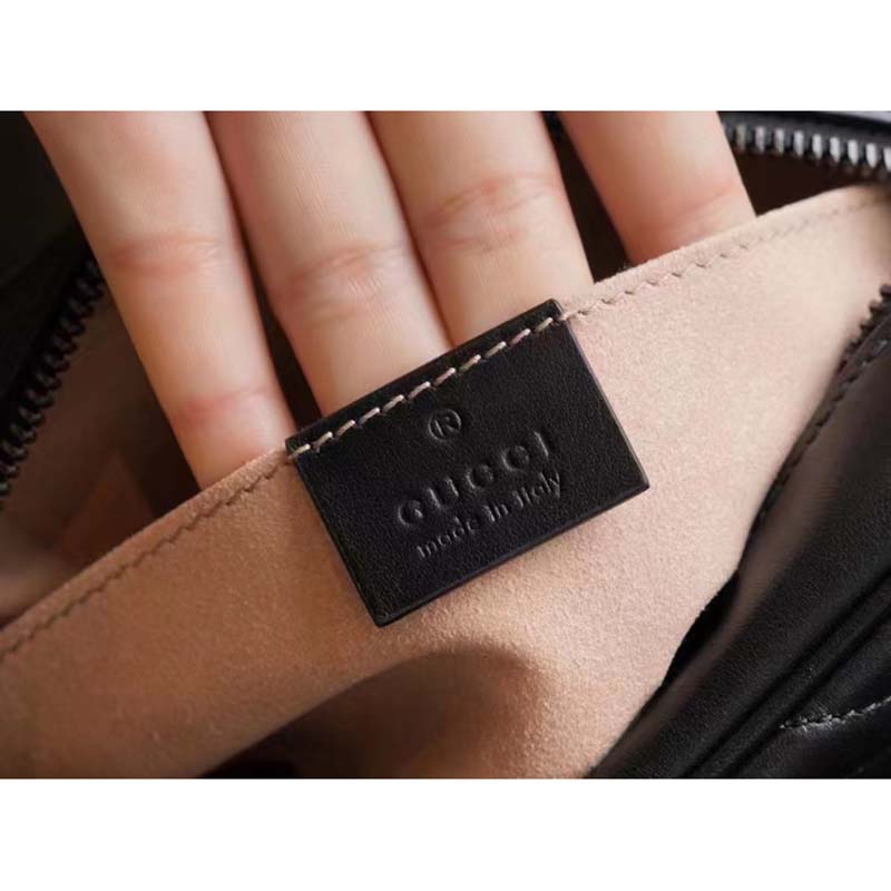 Gucci Women GG Marmont Matelassé Mini Bag Black Matelassé Chevron Leather Double G