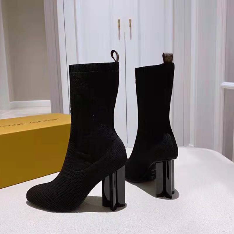 Louis Vuitton LV Women Silhouette Ankle Boot in Monogram-Embroidered Fabric-Black