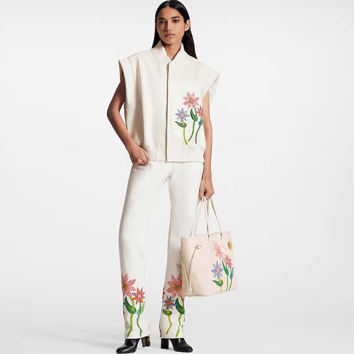 Louis Vuitton LV Unisex LV x YK Neverfull MM Quartz Embossed Grained Monogram Empreinte Cowhide Leather