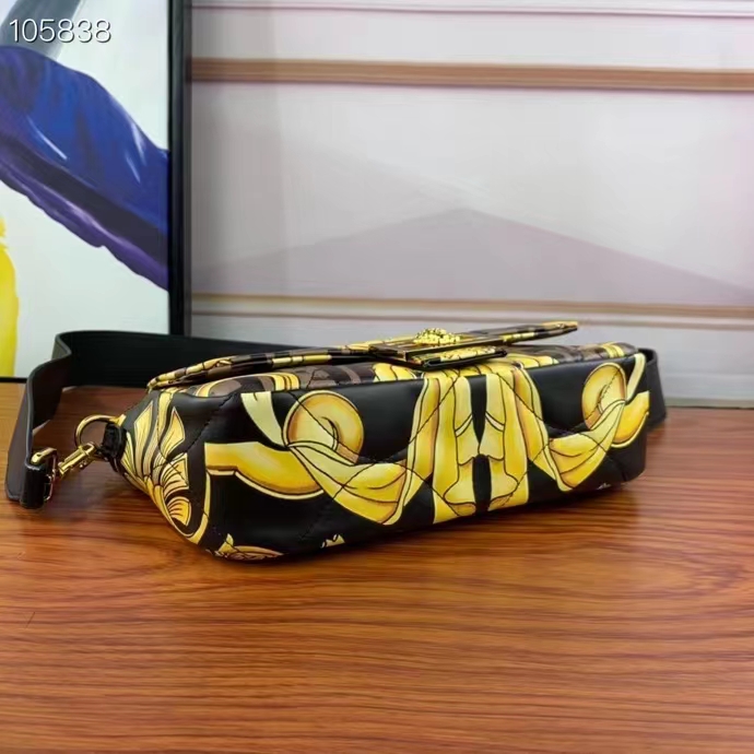 Fendi Women FF Baguette Fendace Quilted Black Silk Bag