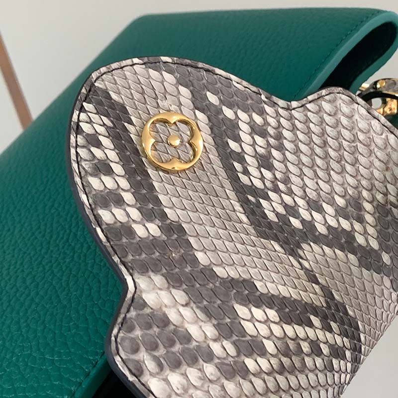 Louis Vuitton LV Women Capucines BB Handbag Green Taurillon Python Skin Leather
