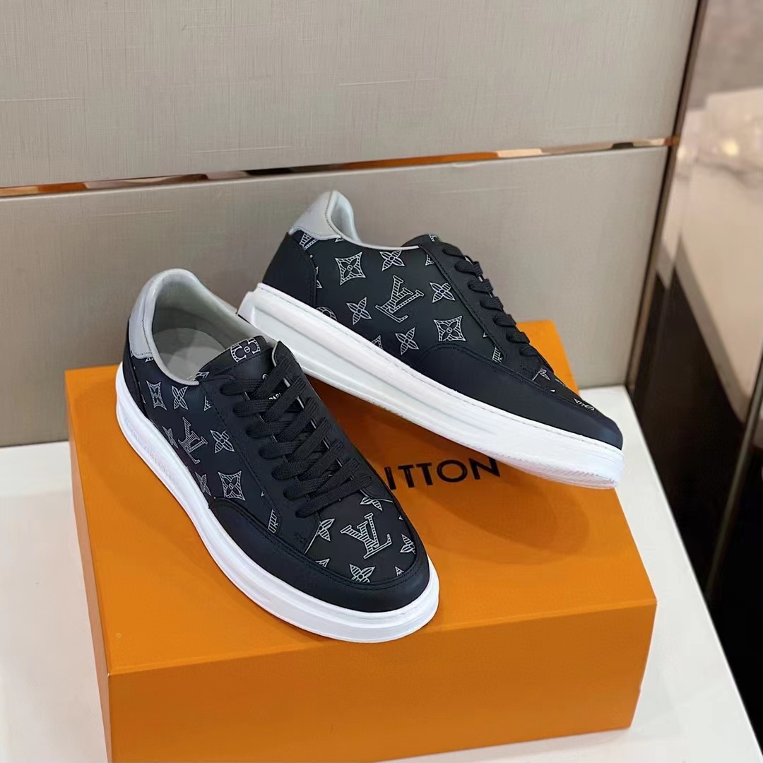 Louis Vuitton Unisex Beverly Hills Sneaker Black Monogram-Printed Calf Leather Rubber Outsole