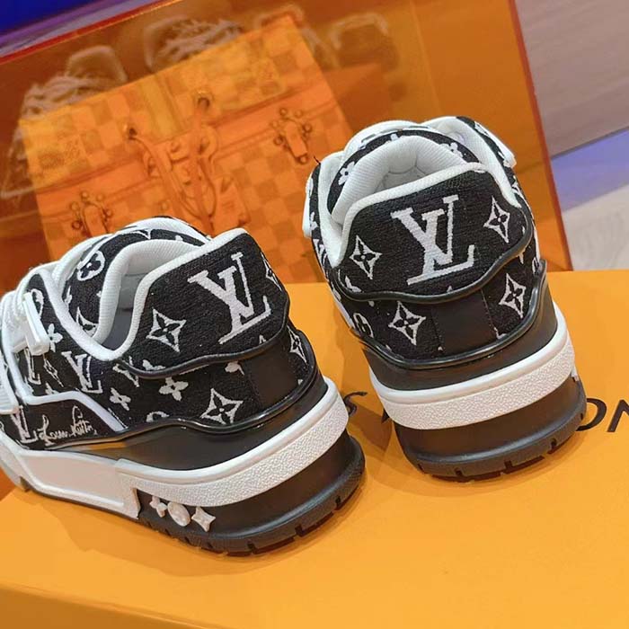Louis Vuitton LV Unisex LV Trainer Sneaker Black Monogram Textile Rubber Outsole