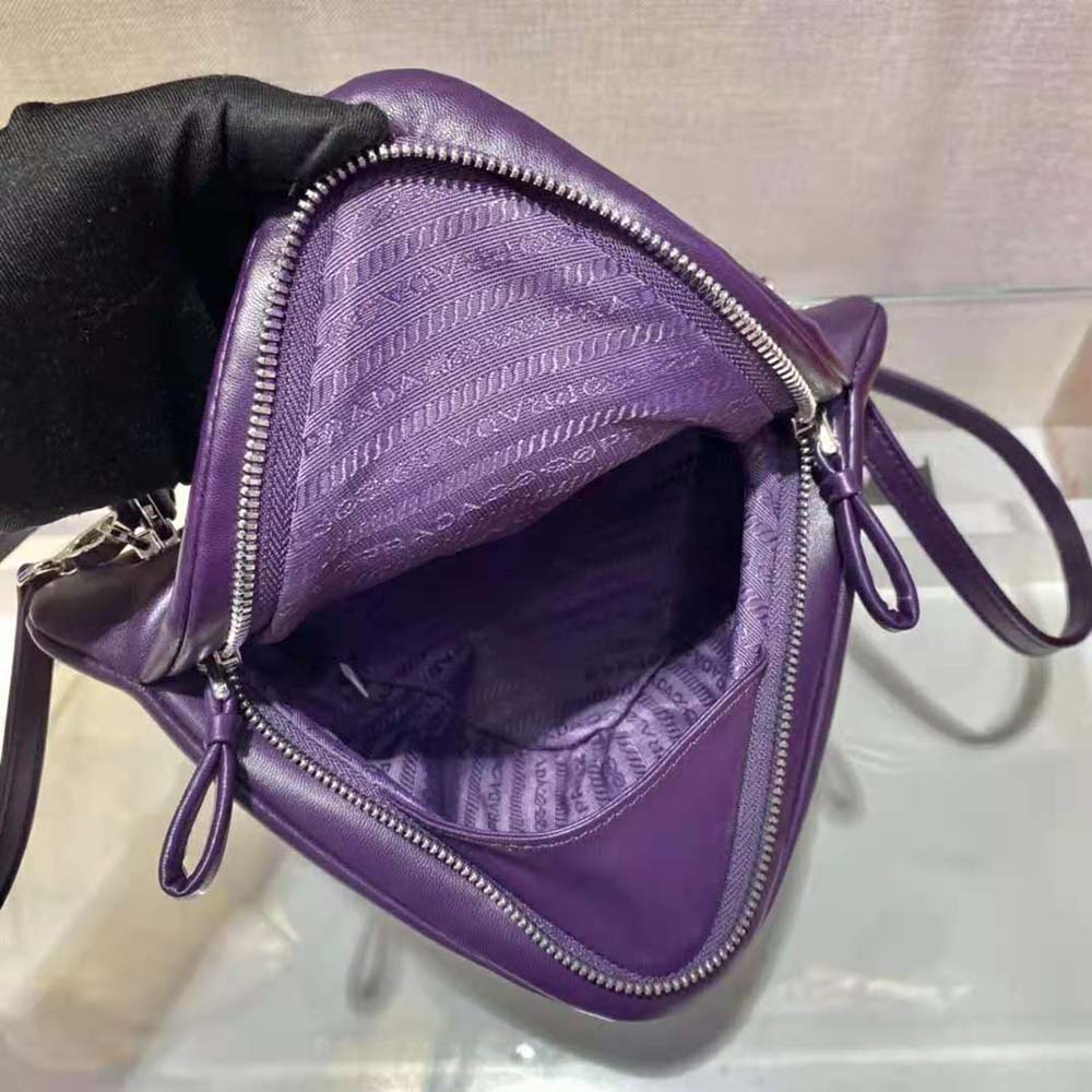 Prada Women Padded Nappa Leather Handbag-Purple
