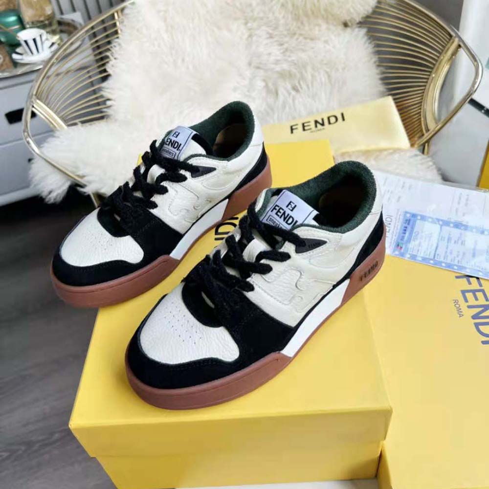 Fendi Unisex Match Low Tops in Black Suede