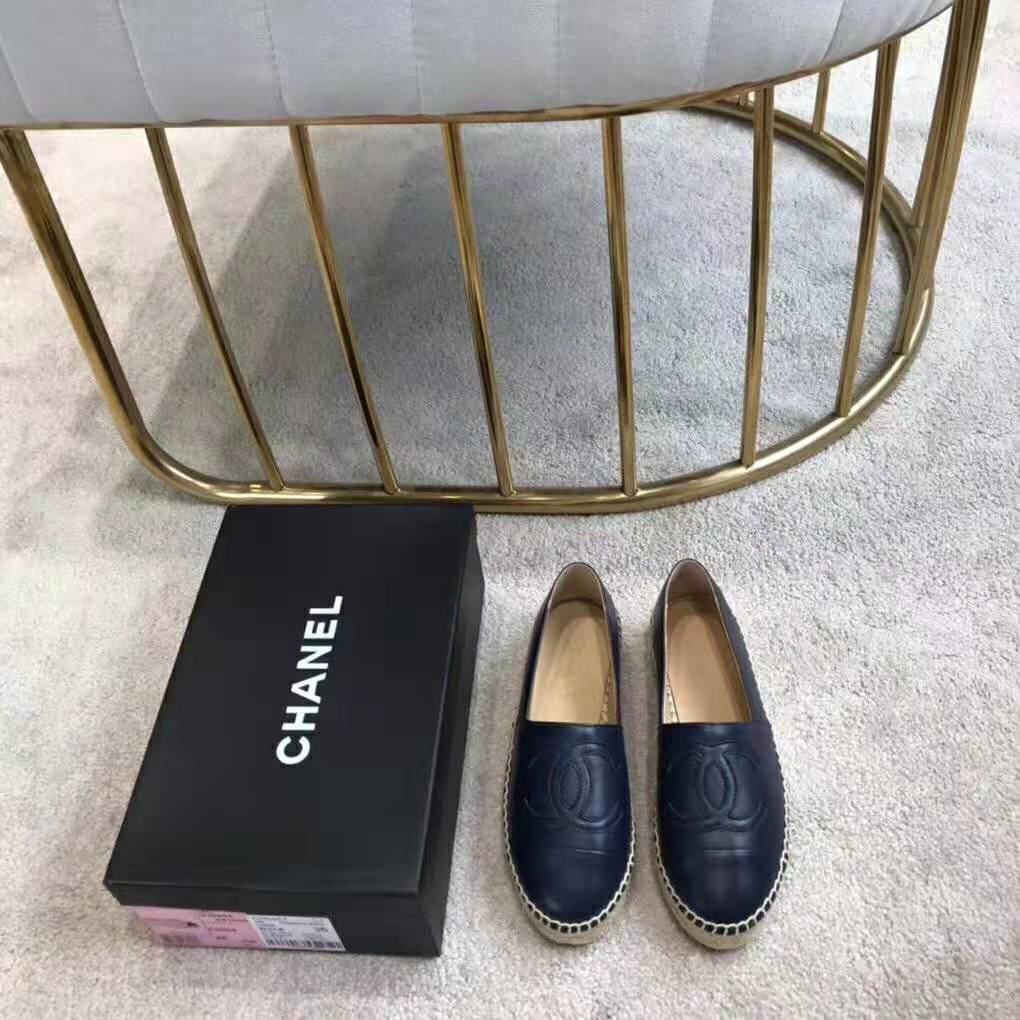 Chanel Women Espadrilles in Lambskin Leather-Black