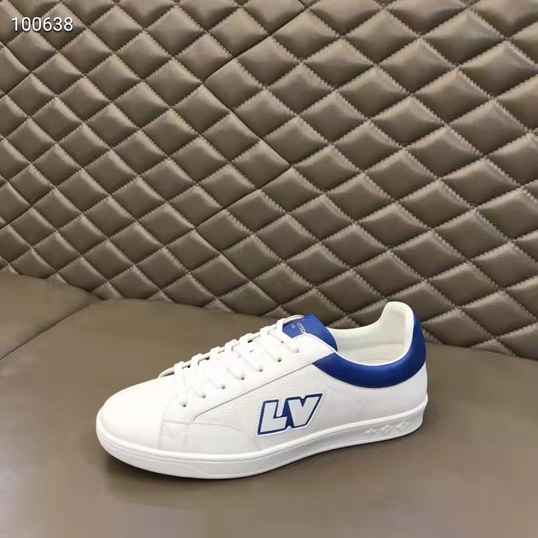 Louis Vuitton LV Unisex Luxembourg Sneaker Blue Perforated Calf Leather Rubber