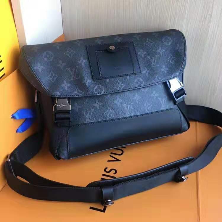 Louis Vuitton LV Men Messenger PM Voyager Bag in Monogram Eclipse Canvas-Black