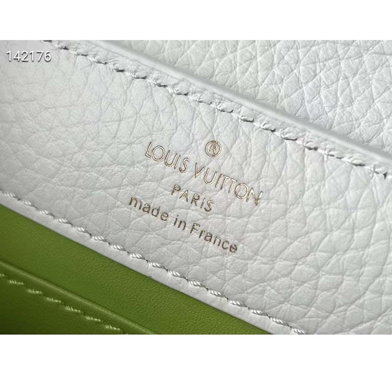 Louis Vuitton LV Women Capucines Mini White Green Taurillon Leather Textile Embroidery