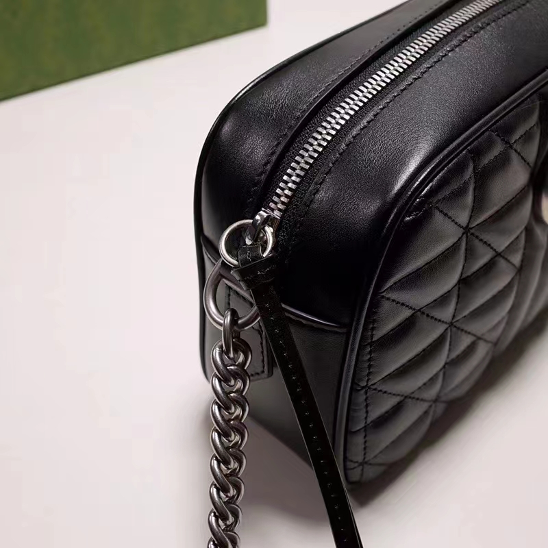 Gucci Women GG Marmont Small Shoulder Bag Black Matelassé