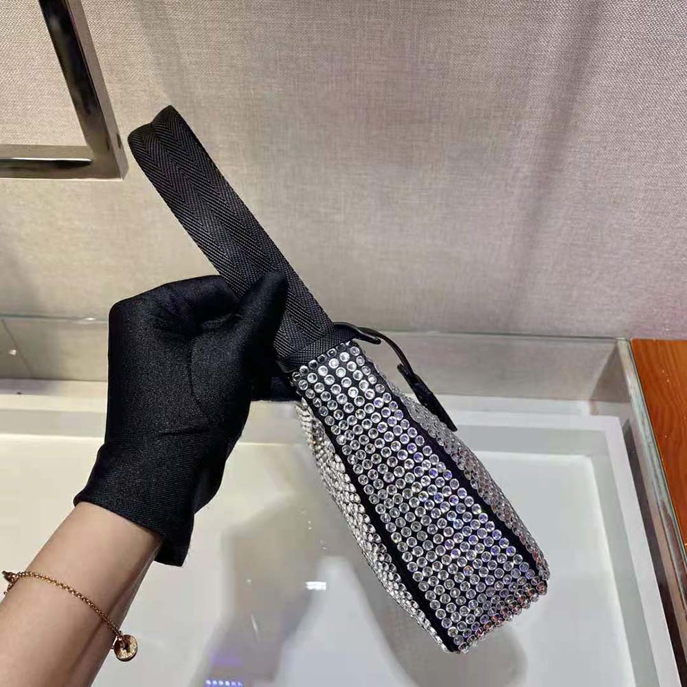 Prada Women Duchesse and Crystal Mini-Bag-Black