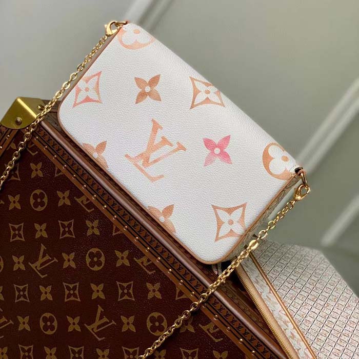 Louis Vuitton LV Women Félicie Pochette Beige Monogram Coated Canvas Microfiber Lining
