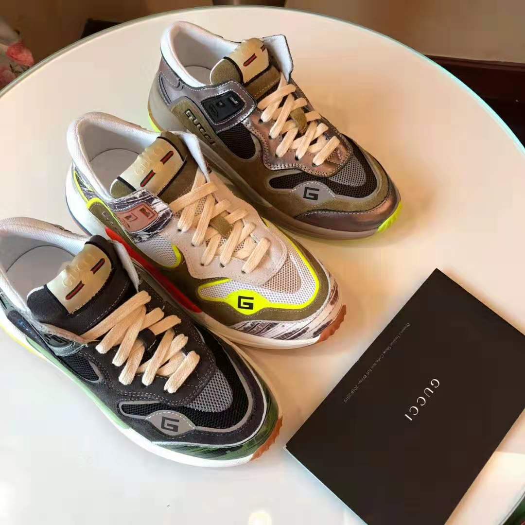 Gucci Men’s Ultrapace Sneaker in Leathers and Fabrics 3 cm Heel-Green