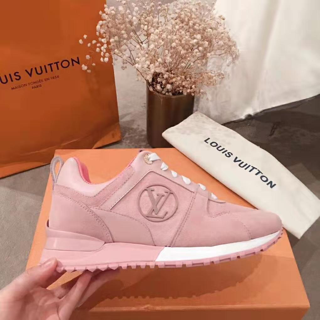 Louis Vuitton LV Women Run Away Sneaker in Suede Calf Leather-Pink