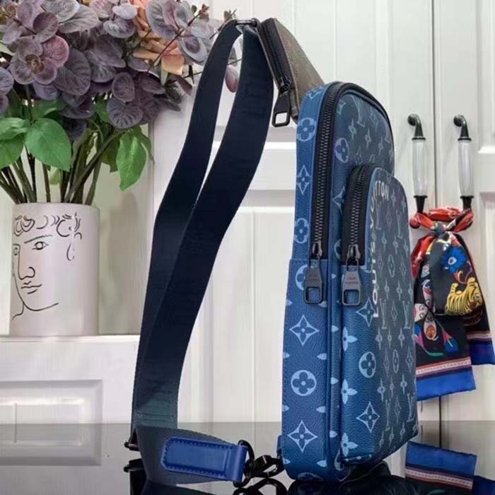 Louis Vuitton LV Unisex Avenue Slingbag NM Atlantic Blue Monogram Coated Canvas