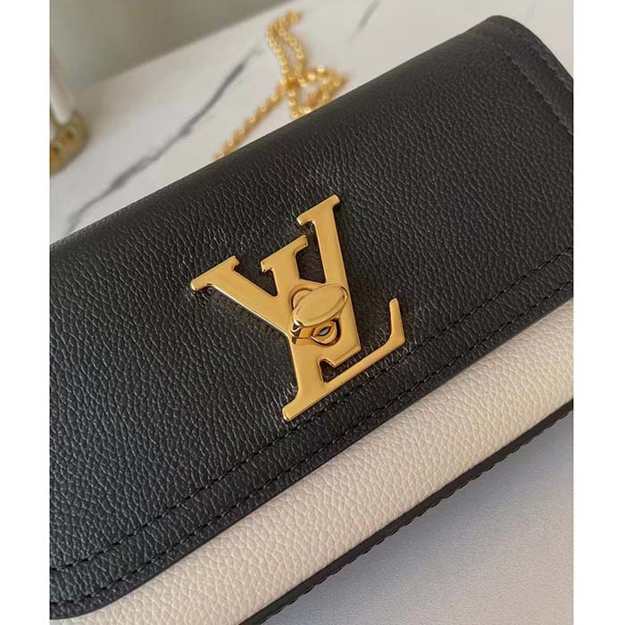 Louis Vuitton LV Women Lockme Tender Pochette Black Cream Grained Calf Leather