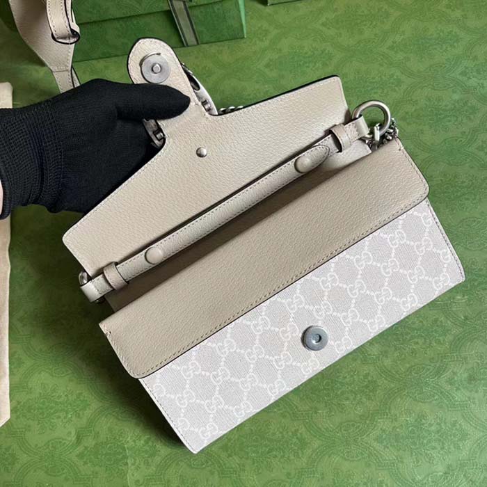 Gucci Women Dionysus Small Shoulder Bag Beige White GG Supreme Canvas