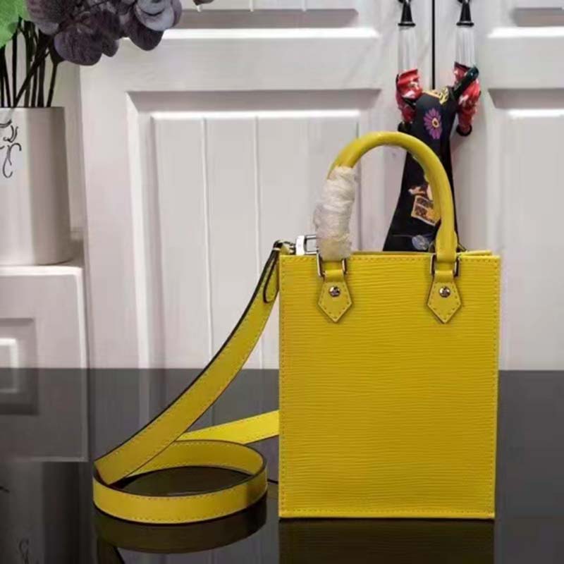 Louis Vuitton Unisex Petit Sac Plat Yellow Epi Embossed Supple Grained Cowhide