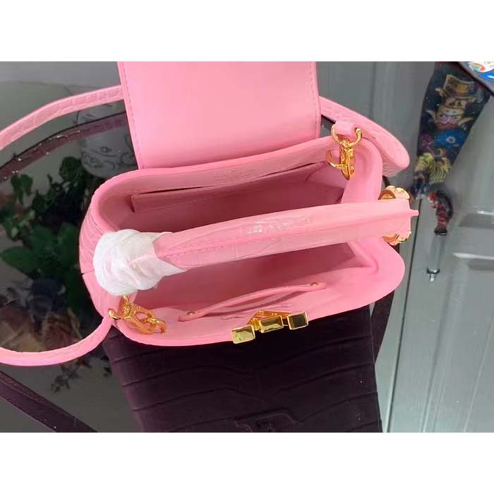 Louis Vuitton LV Women Capucines Mini Handbag Pink Crocodilien Brillant Savoir Faire