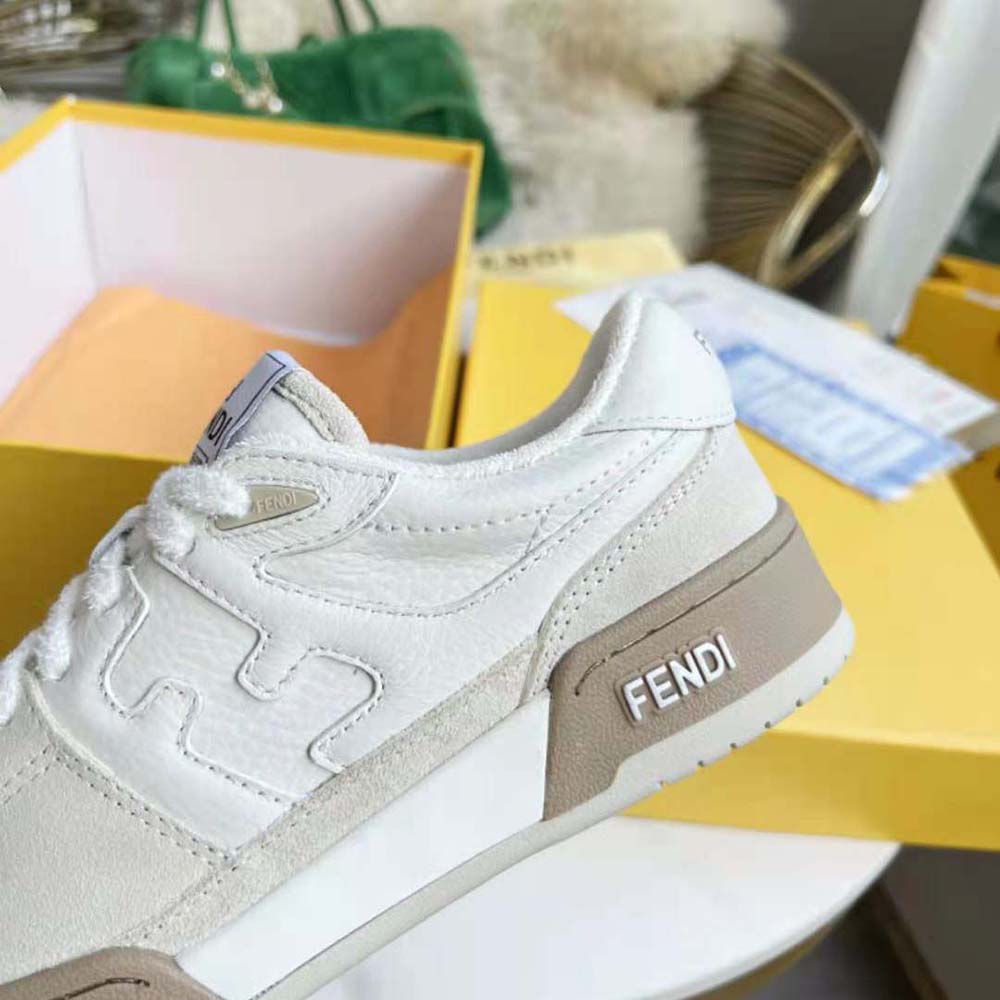 Fendi Unisex Match White Suede Low Tops