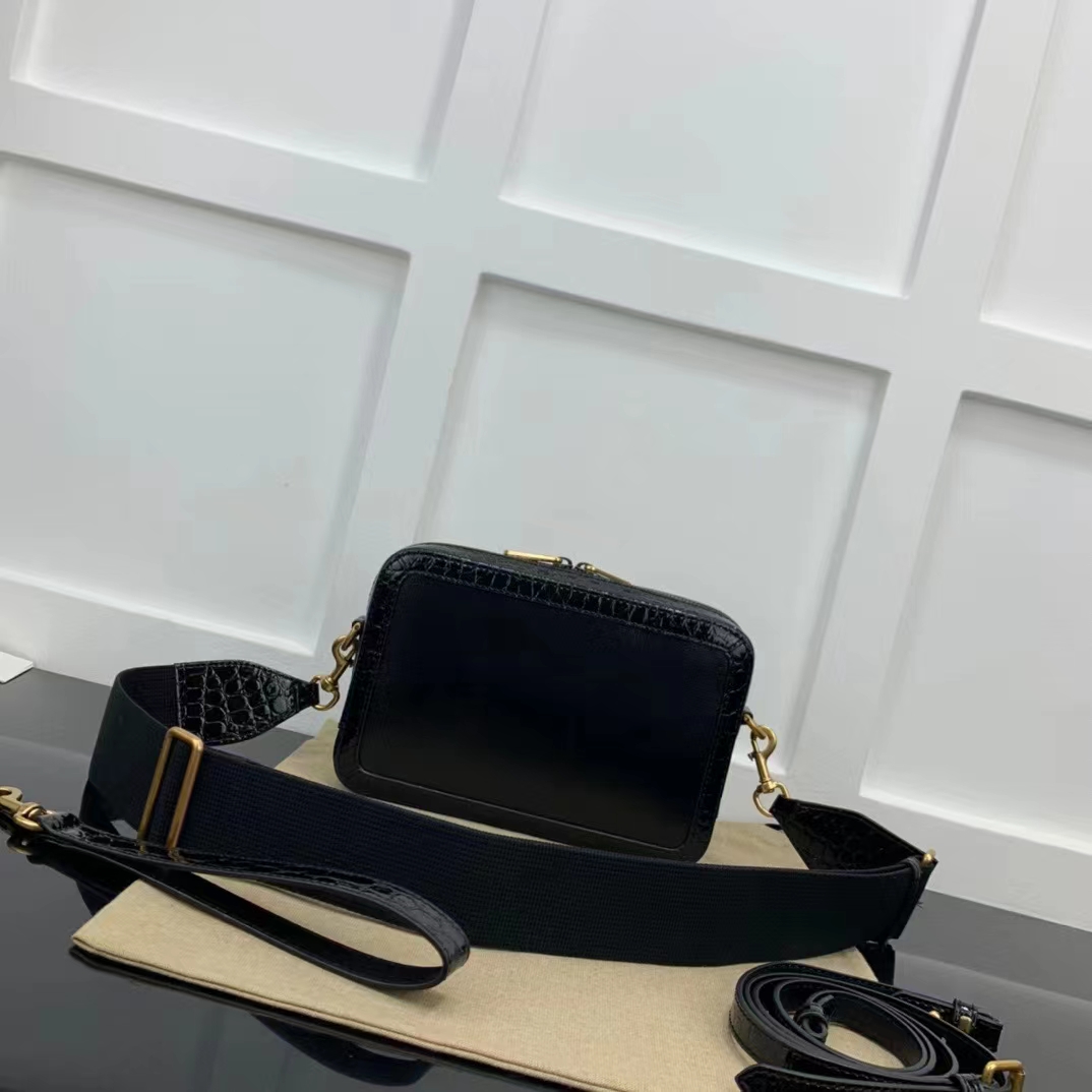 Gucci Unisex GG Python Shoulder Bag Double G Black Leather Crocodile