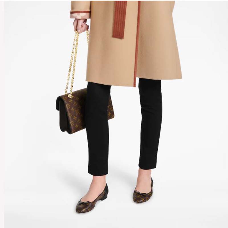 Louis Vuitton LV Women Joy Ballerina Black Patent Monogram Canvas Lambskin