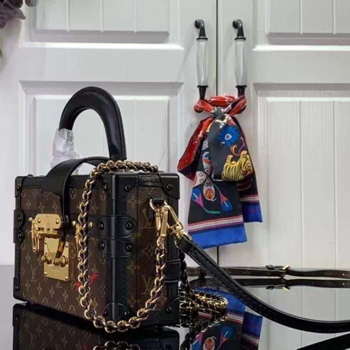 Louis Vuitton Unisex LV Petite Malle Capitale Monogram Coated Canvas Cowhide Leather S-Lock