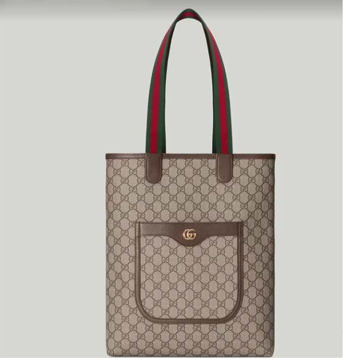 Gucci Unisex Ophidia GG Small Tote Bag Beige Ebony GG Supreme Canvas