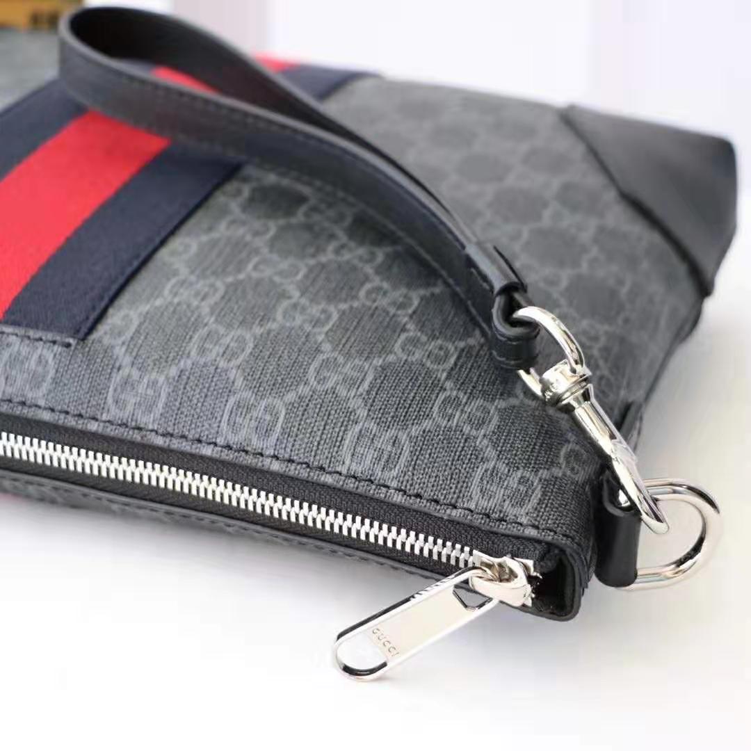 Gucci GG Men GG Black Messenger in Black/Grey GG Supreme Canvas