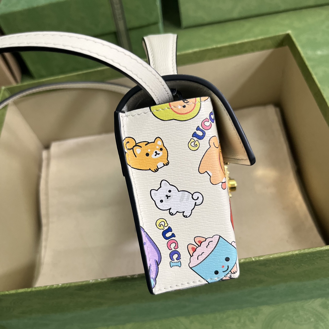 Gucci Unisex Animal Print Mini Bag Beige Ebony GG Supreme Canvas