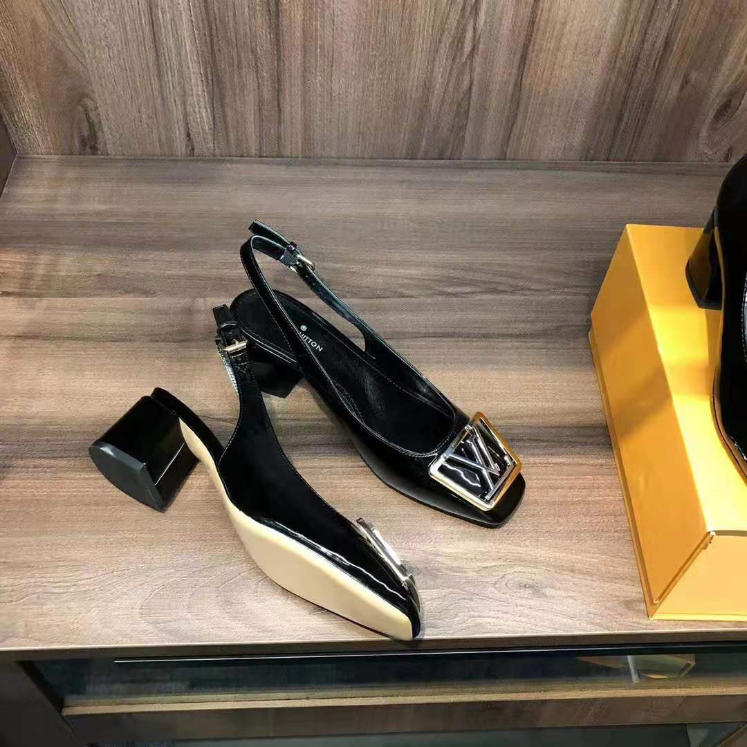 Louis Vuitton LV Women Madeleine Slingback Pump in Patent Calf Leather-Black