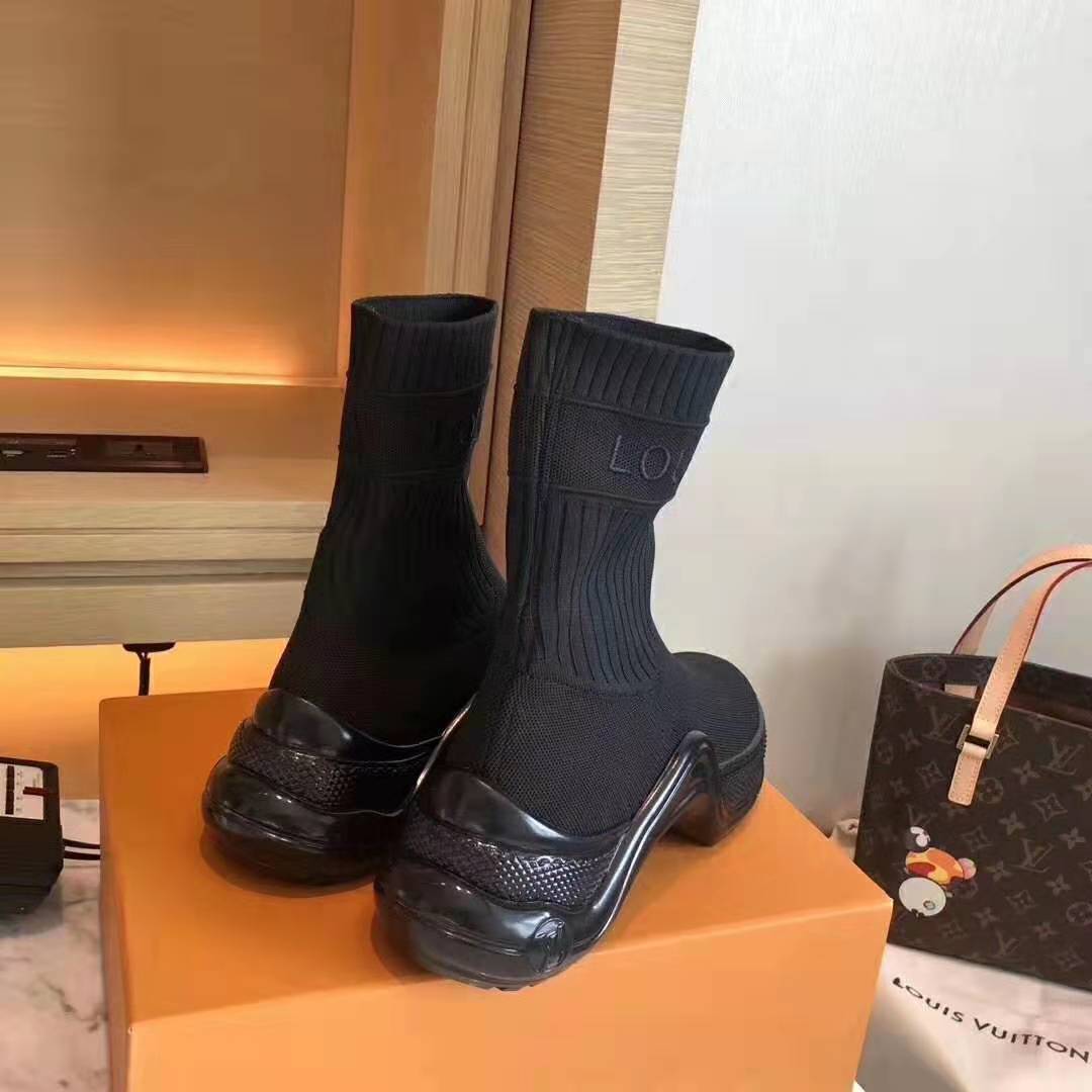 Louis Vuitton LV Women LV Archlight Sneaker Boot in Black Stretch Textile