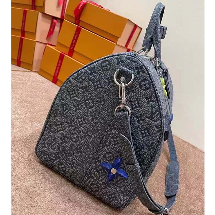 Louis Vuitton LV Unisex Keepall Bandoulière 50 Granite Taurillon Monogram Embossed Cowhide Leather