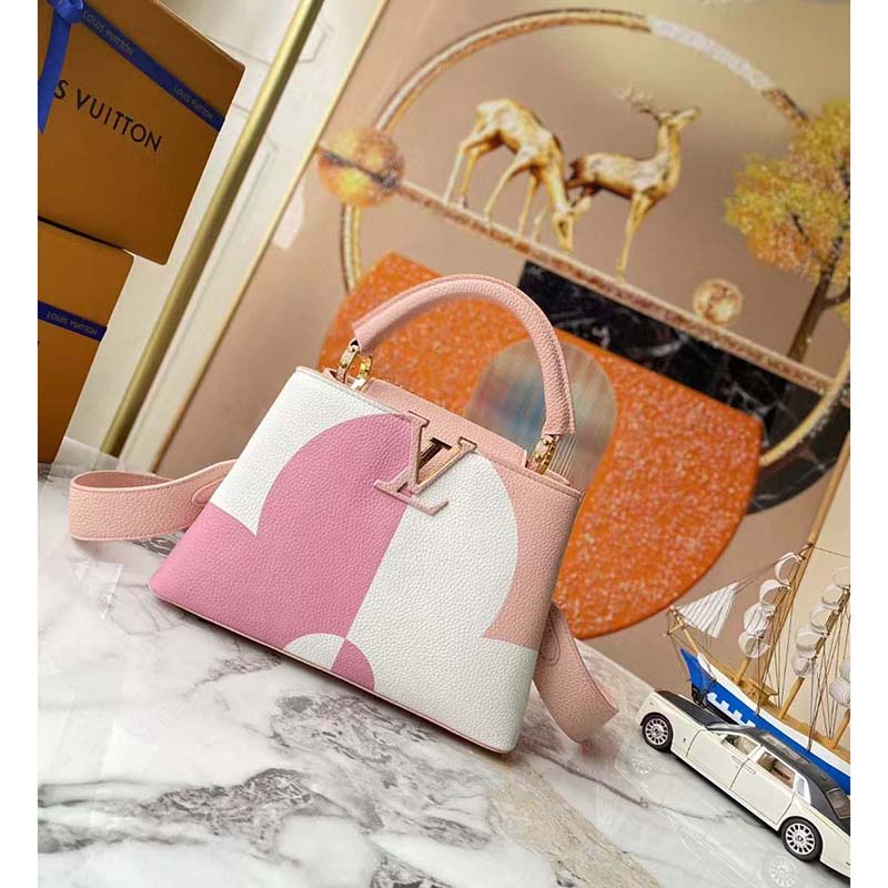 Louis Vuitton LV Women Capucines BB Pink Crème Taurillon Cowhide Leather