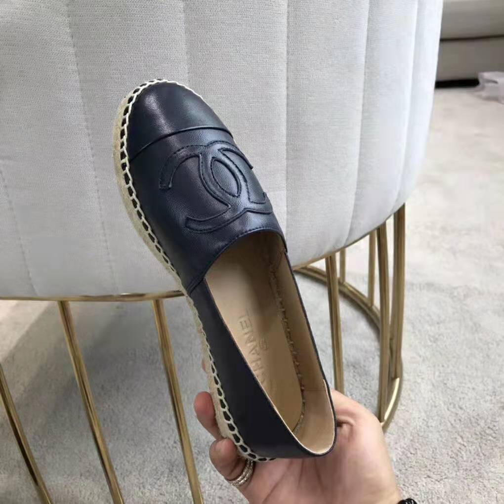 Chanel Women Espadrilles in Lambskin Leather-Black
