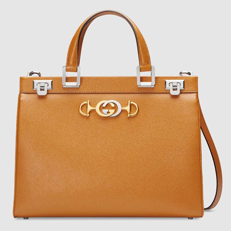 Gucci GG Women Gucci Zumi Grainy Leather Medium Top Handle Bag