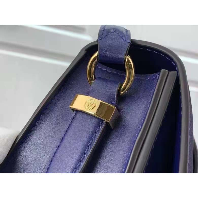 Louis Vuitton LV Women Pont 9 Soft MM Handbag Blue Grained Calfskin