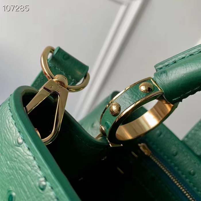 Louis Vuitton LV Women Capucines Mini Menthe Mint Ostrich Leather Monogram Flower