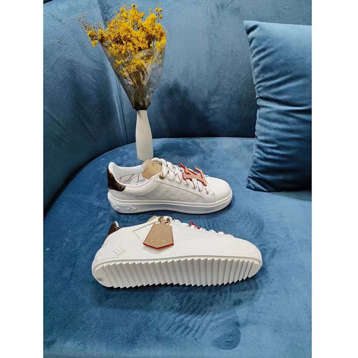 Louis Vuitton Women LV Time Out Sneaker Natural Monogram Embossed Calf Leather