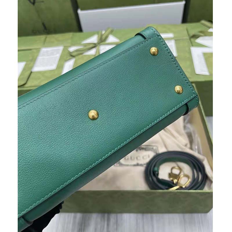 Gucci GG Women Gucci Diana Mini Tote Bag Double G Green Leather