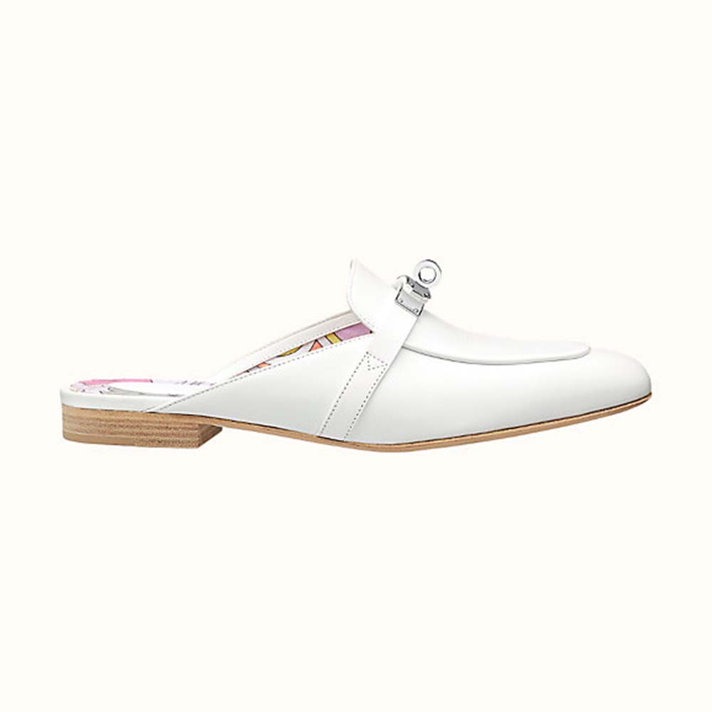 Hermes Women Oz Mule Goatskin “Brides De Gala Shadow”-White