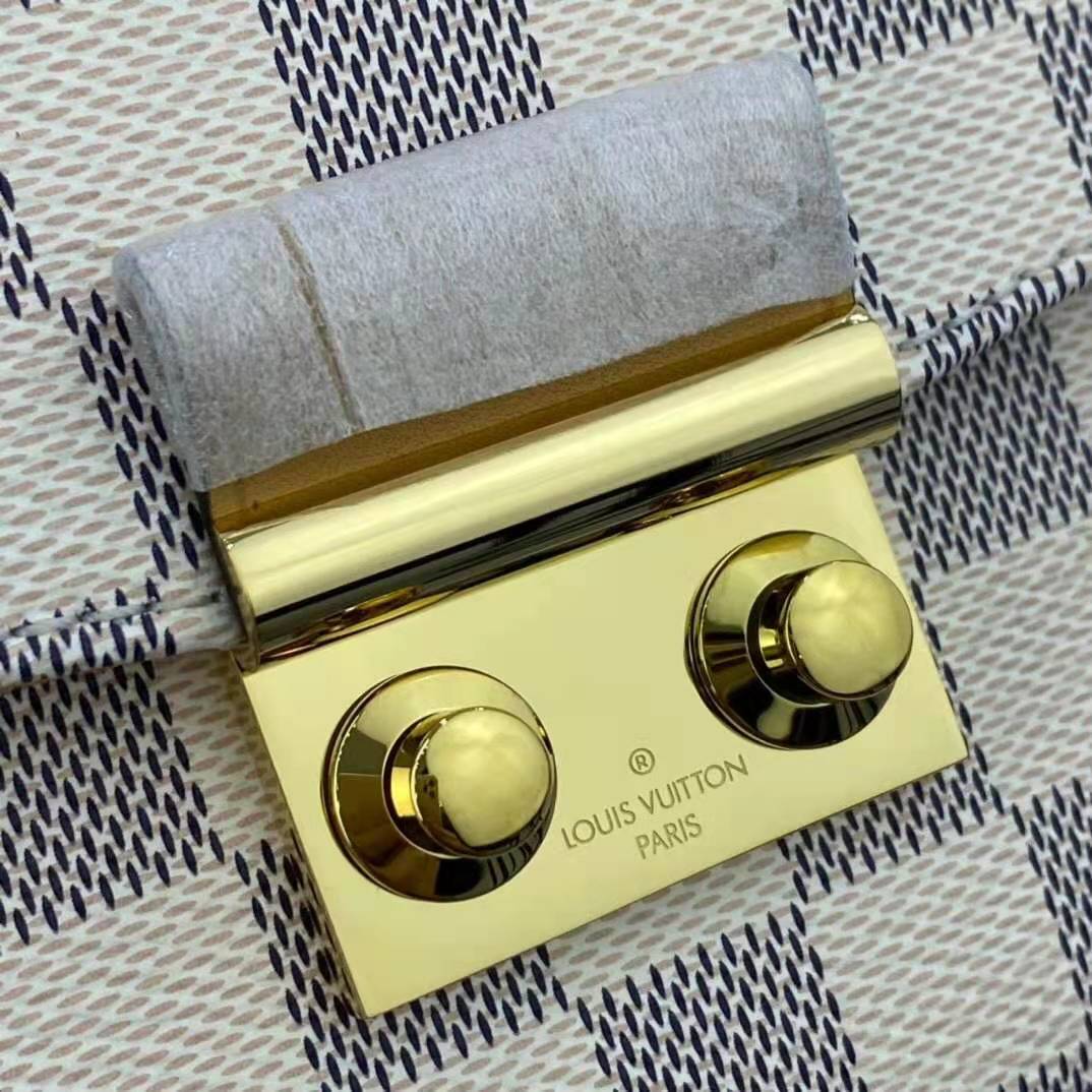 Louis Vuitton LV Women Croisette Hand Bag Pink Damier Azur Coated Canvas