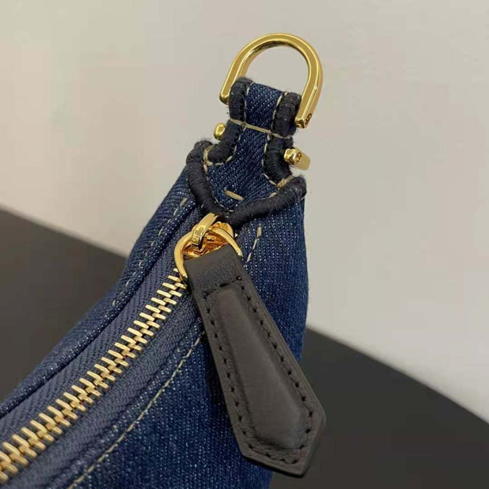 Fendi Women Nano Fendigraphy Blue Denim Charm
