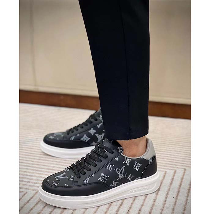 Louis Vuitton Unisex Beverly Hills Sneaker Black Monogram-Printed Calf Leather Rubber Outsole