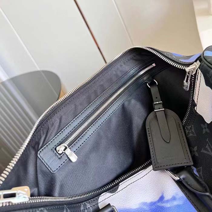 Louis Vuitton LV Unisex Keepall Bandoulière 55 Sunrise Monogram Eclipse Coated Canvas